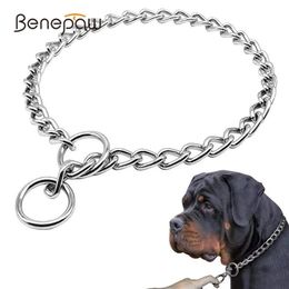 Benepaw Stainless Steel Slip P Pet Dog Chain Comfortable Heavy Duty Training Choke Collar For Dogs Covered With Galvanic Plating LJ201113
