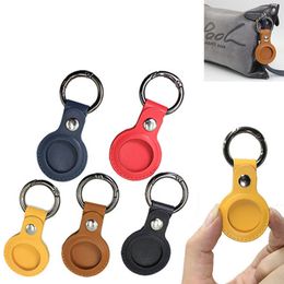 Colorful Leather Keychain Charms Party Favor Anti-lost Airtag Protector Bag All-inclusive keychain locator Individually Packaged Small Gift