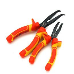 6/8" Insulated Bent Nose Pliers Multitool Wire Stripper Bolt Cutter Professional Long Nose Cutting Plier for Electrical Industry Y200321