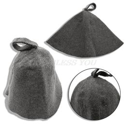 Wool Felt Sauna Hat Anti Heat Russian Banya Cap For Shower Bath House Head Protection Drop Y1124311M