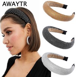 AWAYTR New Luxury Sparkly Padded Hairband Women Full Rhinestone Headband Ladies Bezel Headwear Crystal Girls Hair Accessories LJ200903