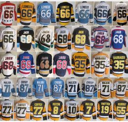 Vintage Retro Hockey 68 Jaromir Jagr Jersey 66 Lemieux 35 Tom Barrasso Paul Coffey Bryan Trottier Joe Mullen Mark Recchi Larry Murphy 87 Sidney Crosby 71 Evgeni