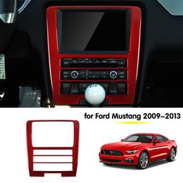 Centre Console Navigation Frame Air Conditioner Large Screen Red Carbon Fibre For Ford Mustang 2009-2013 Interior Accessories