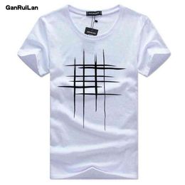 2021 tshirt men Simple design line cross Print cotton T Shirts Men's New Arrival Summer Style Short Sleeve Men t-shirt B0373 G1222