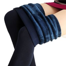 Hot Women's Plus Size Velvet Winter Leggings Ankle-Length Keep Warm Solid Female Pants High Waist Large S- XXXL 201109