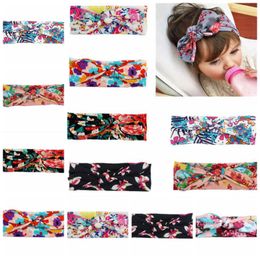 Baby Knotted Headban Rabbit Ear Hairband Printed Infant Headwrap Bohemia Floral Newborn Girl Head Band Hair Accessories 7 Designs BT5412