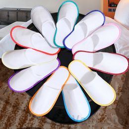 Disposable Slippers Travel Hotel Anti-slip Disposable Slipper Home Guest Shoes Multi-Colors Breathable Soft 130pair T1I3107