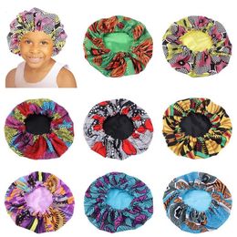 Satin Bonnet Nightcap Kids Night Sleep Beanie Chemo Cap Fashion Turban Hat Adjustable African Print Ankara Double Round Cap