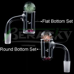 Beracky Full Weld Smoking Quartz Banger With Tourbillon Holes 25mmOD Bevelled Edge Auto-Spinner Seamless Nails With Glass Marble Ruby Ball Pearls Set For Bongs Dab Rig