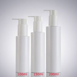 1000pcs 100/150/200ml White Plastic Cream Pump Bottle Refillable Shower Gel Cleanser Shampoo Pack Empty Cosmetic Lotion Bottles