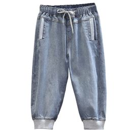 Jeans Woman High Waist Drawstring Loose Plus Size Casual Street Style Denim Calf-length Harem Pants 201223
