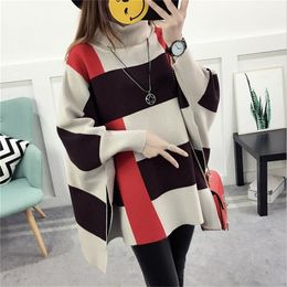 Women Pullover Female Sweater Fashion Autumn Winter Plus Size Shawl Warm Casual Loose Knitted Tops 201023