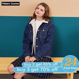 Metersbonwe Winter Women's Jeans Jackets Cotton Coat Padded Denim Parkas Female Outwear Warm Jacket Clothing 201029