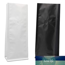 20Pcs/Lot Stand Up Matte Black / White Mylar Open Top Side Gusset Valve Bag For Coffee Bean Bag Aluminium Foil Bellow Pocket