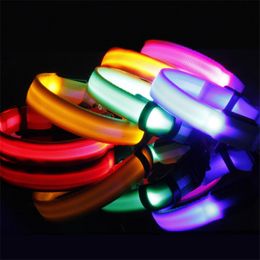 LED Nylon Pet Dog Collar Recharge LED Light Flashing Glow in the Dark Anti-Lost/ Car Accident Avoid Collar S-XL