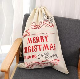 Christmas Gift candy Bags Large Organic Bag Xmas Sack Drawstring Bag With Reindeers Santa Claus Sack Bags For Kids