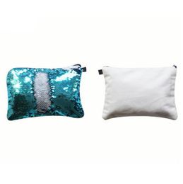 Sublimation Blank Cosmetic Bags Reversible Sequins Makeup Bag Mermaid Zipper Pencil Cases Fashion Storage Pouch Bags Make Up Organizer YG897