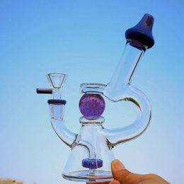 Hookahs Slitted Donut Perc showerhead perc Glow in the dark Ball 7 inch With Bowel 14.5mm Female joint 4mm Thick XL-341