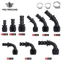 Universal AN6 AN8 AN10 Push-on Hose End Fittings Fuel Oil Cooler Hose Fitting 0 45 90 180 Degree Reusable Connection Adapter PQY-SL2000