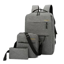 3Pcs/Set USB Charging Large Capacity Oxford Backpack 17-Inch Laptop Bags Unisex Men Business Travel Casual School Bag Rucksack J0001