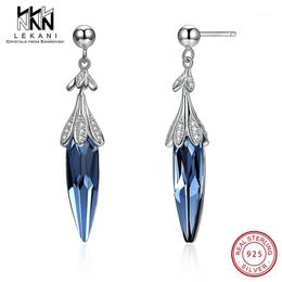 Dangle & Chandelier Drop Crystals From Earrings For Women 925 Sterling Silver Fine Jewelry Elegant Blue Purple Crystal Wedding Enganement1