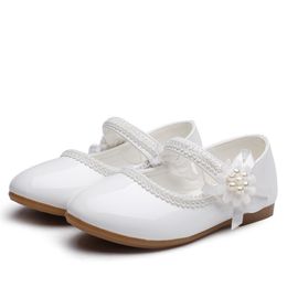 1 2 3 4 5 6 7T New Leather Flower Kids Princess Cocktail Party For Baby Girls Wedding Dress Shoes 201113
