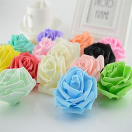 100pcs Artificial flowers newyear christmas for home wedding decoration accessories diy needlework gifts box 7CM silk Foam roses Y201020