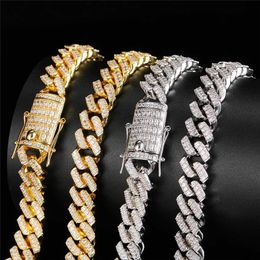 12MM Cuban Link Chain Necklace Iced Out CZ Gold Silver Plated Mens Gold Chain 18k Gold Cuban Link Chain
