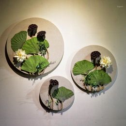 Decorative Objects & Figurines GY Wall Hanging Decoration Zen Dried Flower Lotus Pond Moonlight Tea Room Hallway Pendant