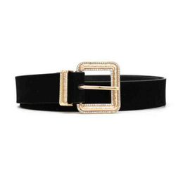 New Women's Belt Vintage Velvet Belt Dress Waist Seal with Square Alloy Diamond Belt Belts for Women Luxury Designer Box G220301