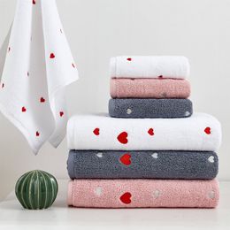 New arrived 100% Organic cotton set white, grey, pink beach Face 2pcs/set Peach heart home soft swimming towel 201027