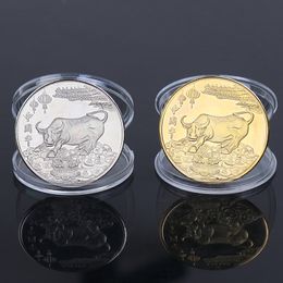 2021 New Year Gold Coin Twelve Zodiac Ox Commemorative Coins Collection Gift Decorative Coins Collection