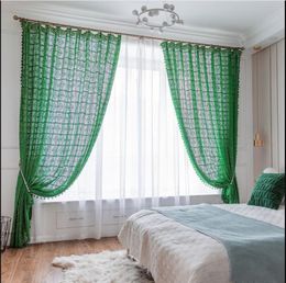 Crochet curtain cotton thread black green retro American country hollowed out woven fabric floor screen window can be Customised