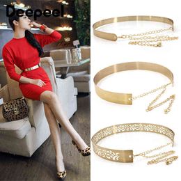 2/3.5cm Women Fashion Metal Mirror Girdle Coat Dress Corset Waist Chain Versatile Punk Cummerbunds Clothing Belt Accessories G220301