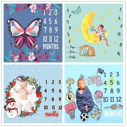 Newborn Baby Monthly Growth Milestone Blankets Baby Originality Photograph Background Cloth Infant Photography Props LJ201105