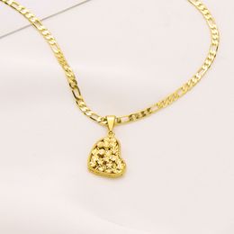 22k Solid Yellow Gold FINISH style Womens Cool Skew Heart Pendant Italian Figaro Link Chain Necklace 60cm 3 mm