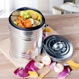 3L Kitchen Compost Bin Outdoor Compost Bucket Indoor Odorless Countertop Compost Pail Black Charcoal Filter Recycling Bin Pail LJ281K