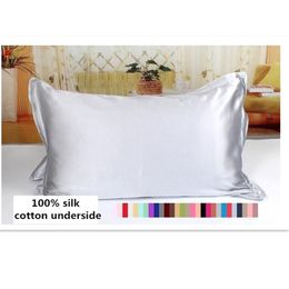 One Side 100% Mulberry Silk Pillowcases Envelope Pure Silk Pillow Case Pillowcase for Healthy Sleep Multicolor Y200104