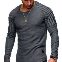 T-shirt Comfortable Sleeve T Shirts Fashion Shirt Tops For Man Clothes Men's Slim Round Neck Solid Colour Long 201202