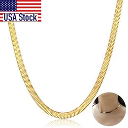 Chains Chic Flat Snake Link Choker Gold Colour Collar Stainless Steel Necklace For Women Herringbone Chain High Quality Jewellery DN223A