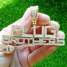 Brass CZ Plug Pendants Letter alphabet Necklace Rapper Men And Women Party Gift CN5151