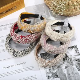 Women Knotted Hair Band Wide-brimmed Headbands Simple Fabric Girls Hairband Mesh Yarn Bezel Hair Accessories
