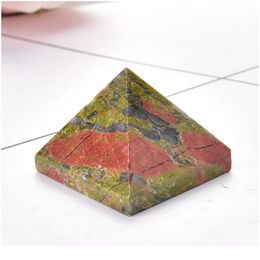 Natural Quartz Pyramid Gemstone Unakite Reiki Chakra Crystal Point Healing Stone Handmade Polished Ornaments Ore Miner jllurN