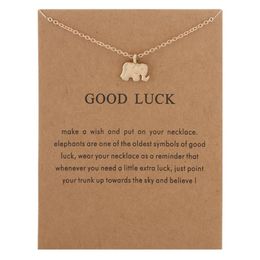 Elegant Women Charm Pendant Necklaces with Card Good Luck Elephant Unicorn Wing Pearl Choker Necklace Jewellery Gift for Girls