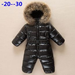 Russia baby winter jumpsuit clothing warm outerwear & coats snow wear duck down jacket snowsuits for kids boys girls clothes LJ201007