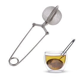 Tea Infuser 304 Stainless Steel Sphere Mesh Tea Strainer Coffee Herb Spice Filter Diffuser Handle Tea Ball IIA888