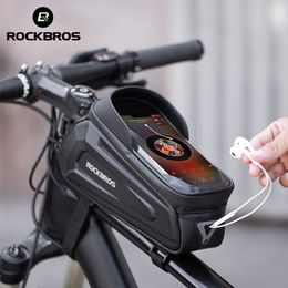ROCKBROS New Design Cycling Bags Frame Front 8.0 Phone Case Rainproof Touch Screen Bicycle Bag Bike Accessories