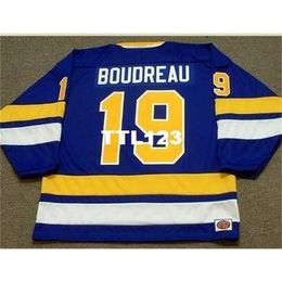 740 #19 BRUCE BOUDREAU Minnesota Fighting Saints 1975 WHA Home Hockey Jersey or custom any name or number retro Jersey