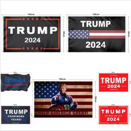 Newest 90*150cm Trump Flag 2024 America Election Polyester Digital Print Flags Keep America Great Again Ivanka Decor Banner LJJP822