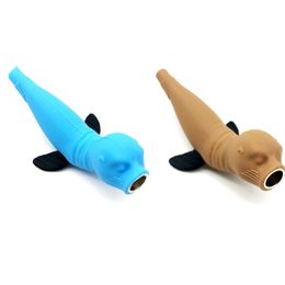 Creative Silicone Pipe 4 colors Sea lion style smoking Pipes Reuse and Unbreakable Tobacco water